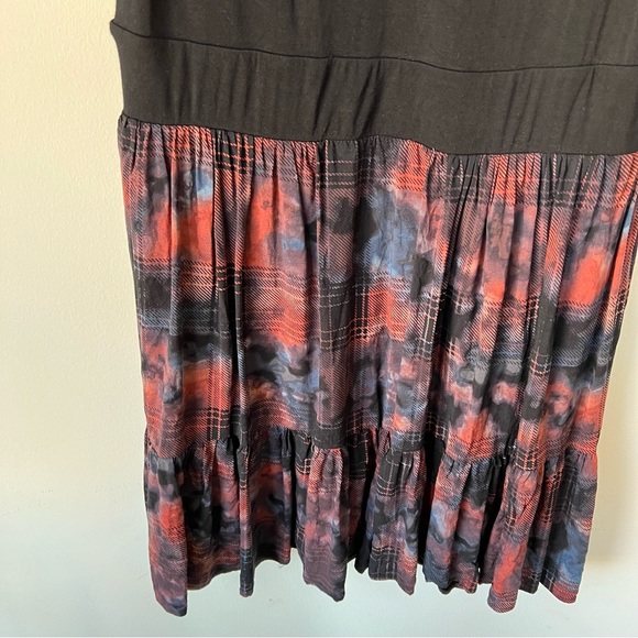 Torrid Tiered Midi Dress Super Soft Challis Multi Plaid Pockets Size 1 - Picture 7 of 8